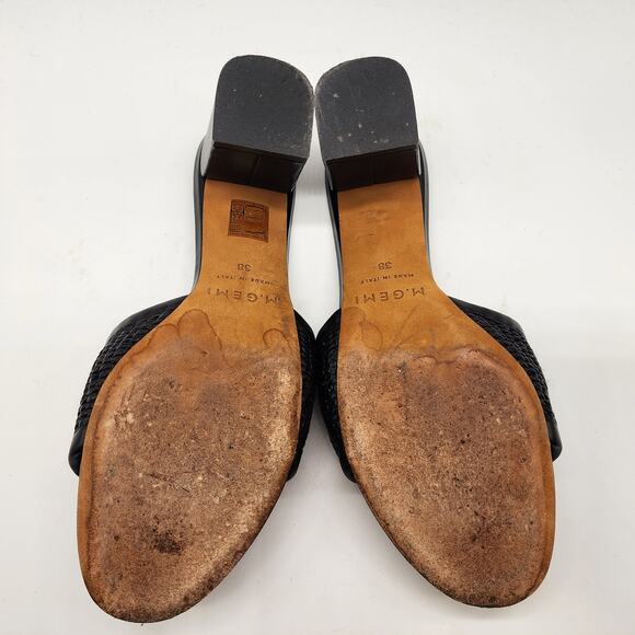 M. Gemi The Nadia Black Woven Leather Open Toe Block Heel EU 38 US 7.5 Sandals - Picture 7 of 8